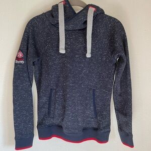 Superdry Mountain Hooded Knit Sweater Pockets Fleece Lined Hood XS